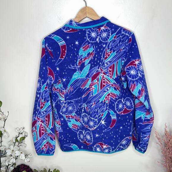 PATAGONIA SYNCHILLA Snap-T Fleece Pullover Harvest Moon Owl Blue Purple {3E29} - Picture 3 of 6